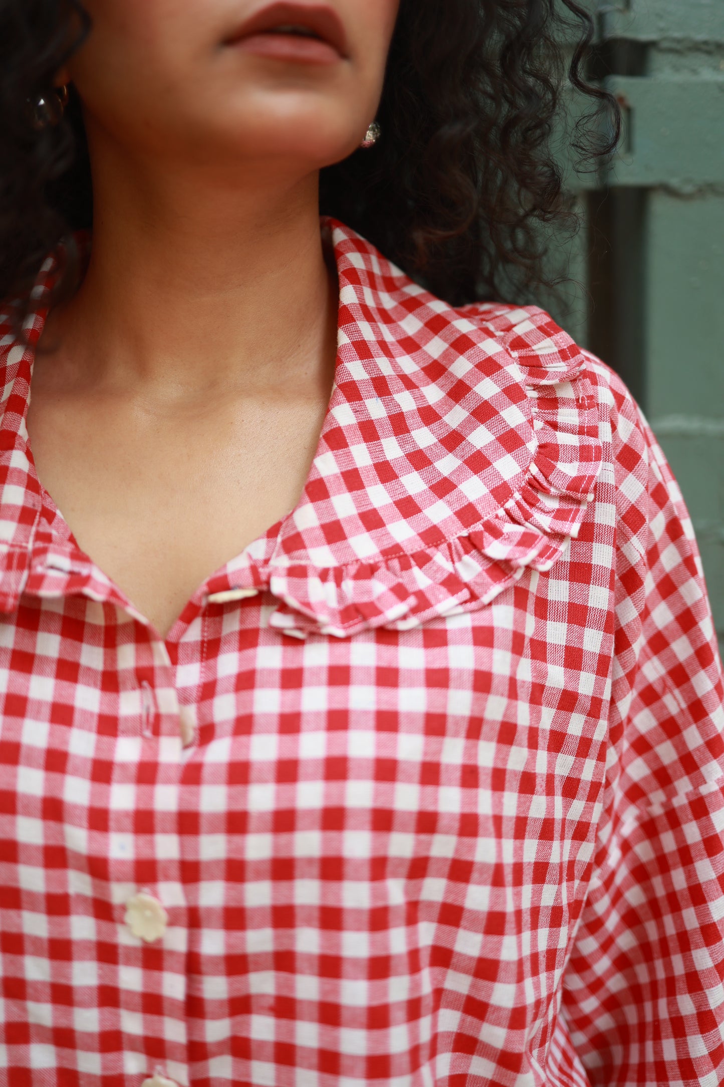 Crumb Catcher Shirt (Red Gingham)