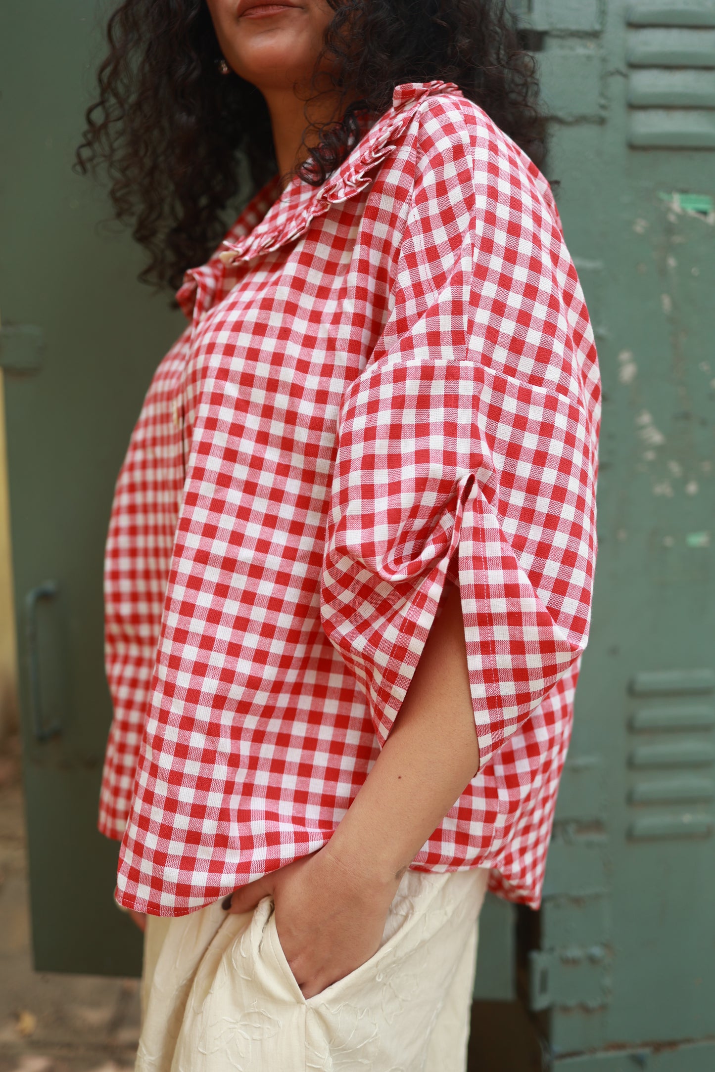Crumb Catcher Shirt (Red Gingham)