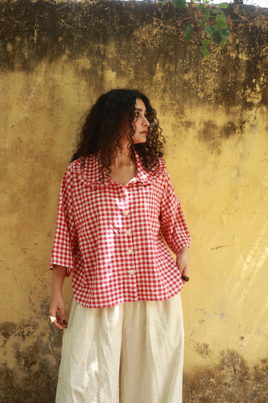 Crumb Catcher Shirt (Red Gingham)
