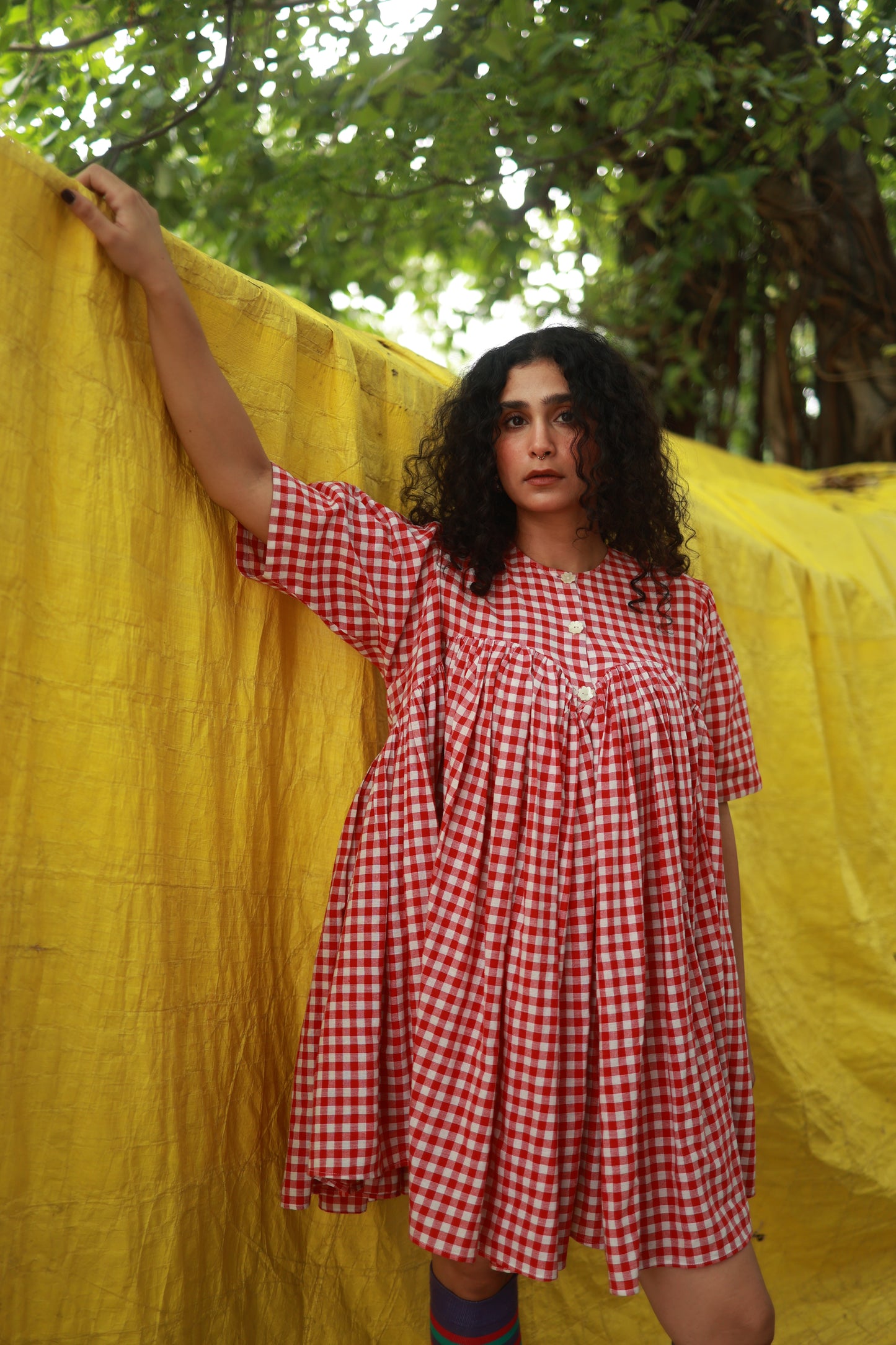 'I am Damn Fun' Dress (Red Gingham)