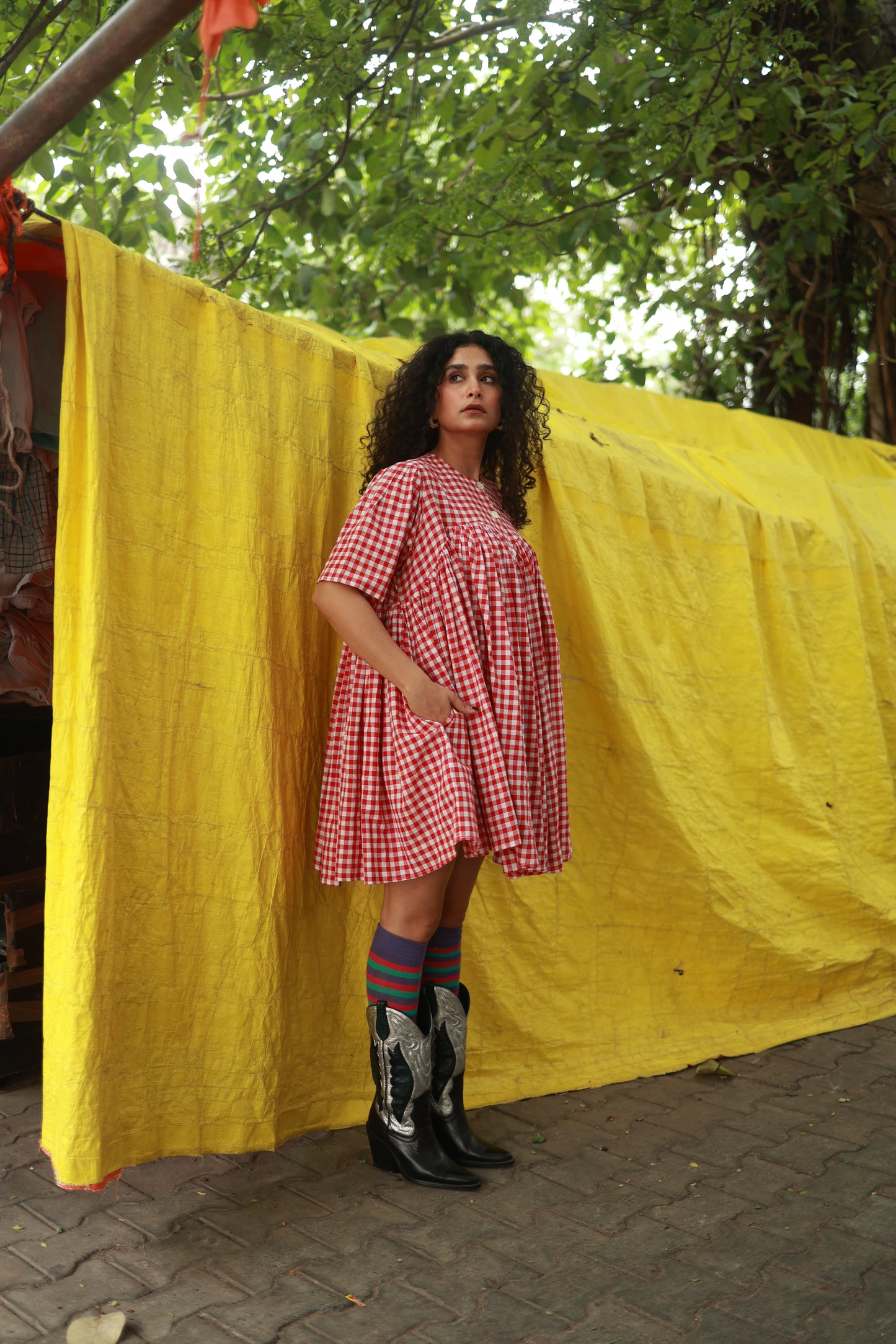 'I am Damn Fun' Dress (Red Gingham)