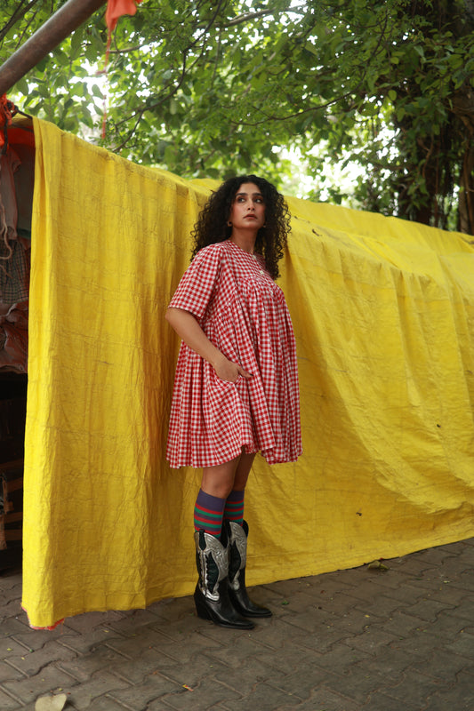 'I am Damn Fun' Dress (Red Gingham)