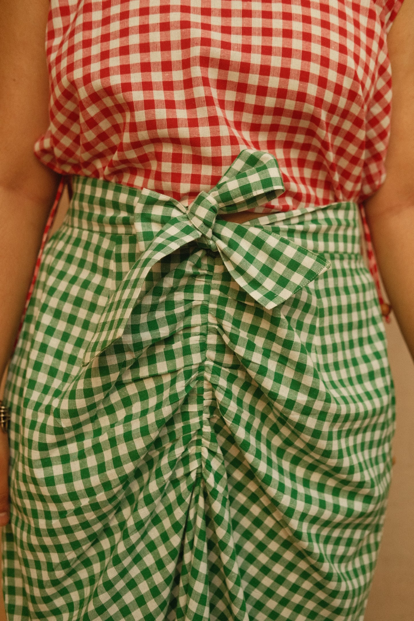 Off-Script Skirt (Green Gingham)