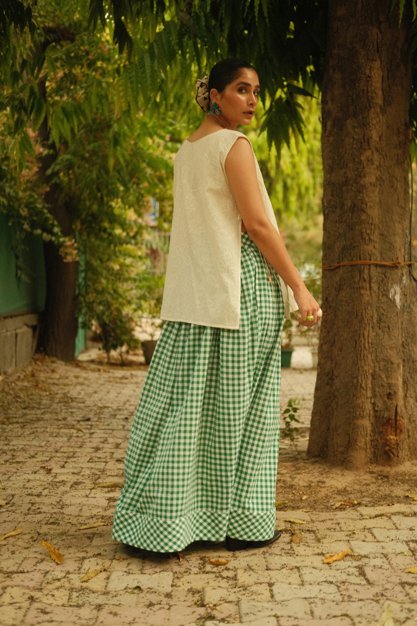 Unbothered Skirt (Green Gingham)