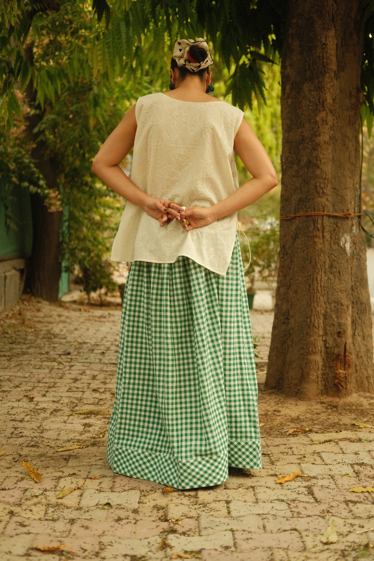 Unbothered Skirt (Green Gingham)