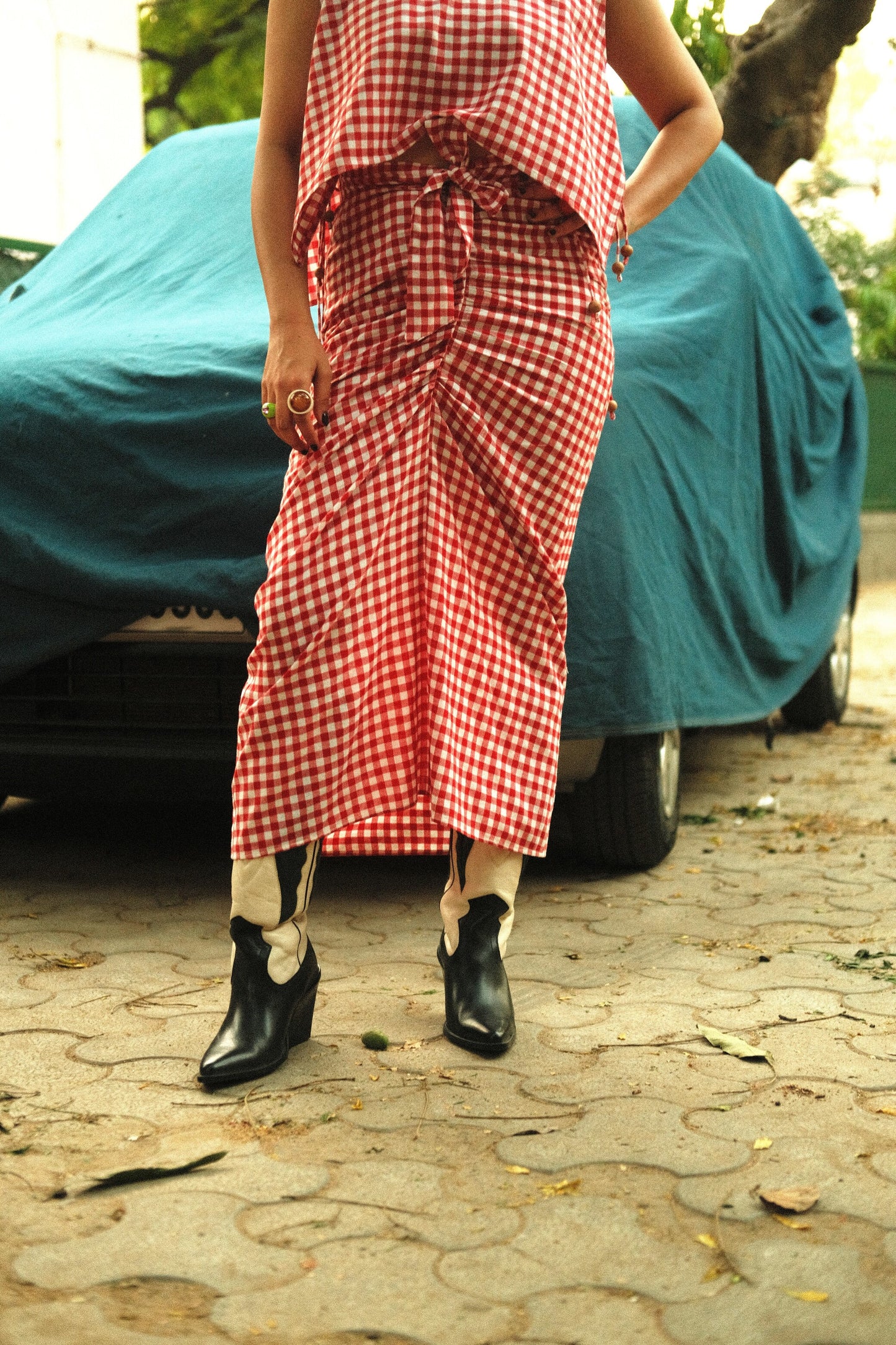 Off-Script Skirt (Red Gingham)