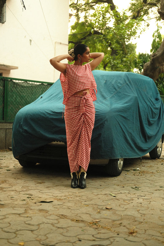 Off-Script Skirt (Red Gingham)