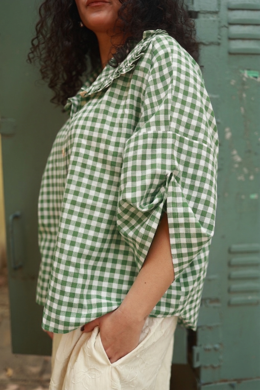 Crumb Catcher Shirt (Green Gingham)