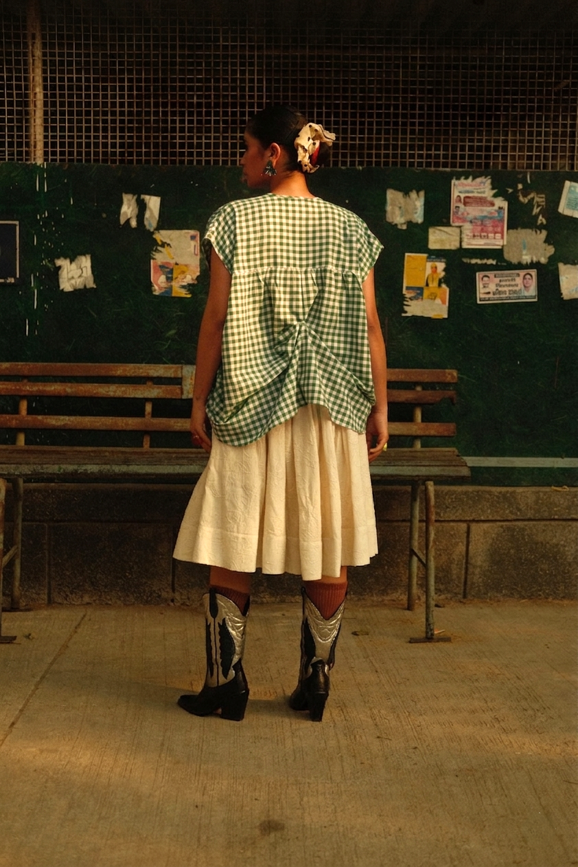 Snap it Top (Green Gingham)