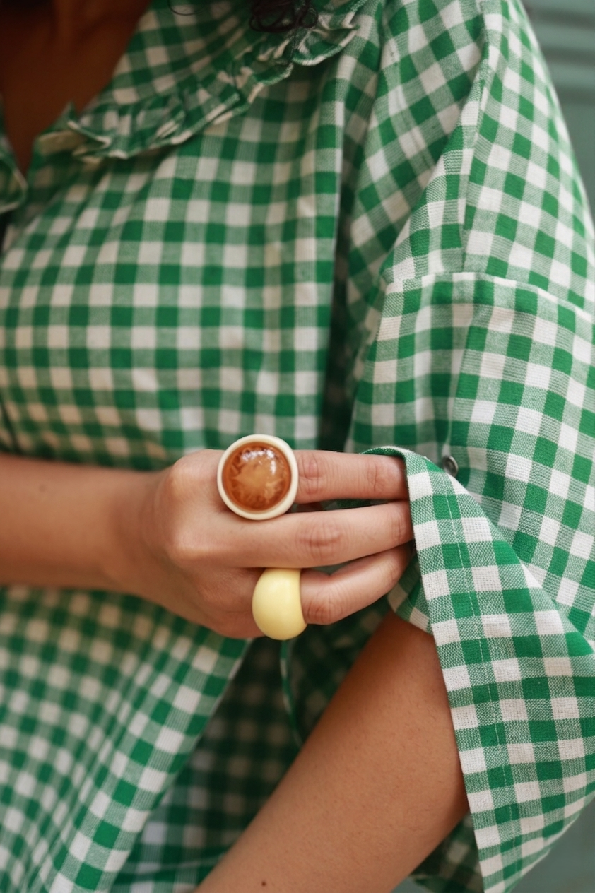 Crumb Catcher Shirt (Green Gingham)