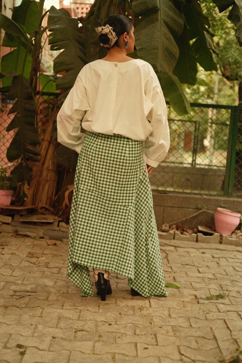 Half-Baked Skirt (Green Gingham)