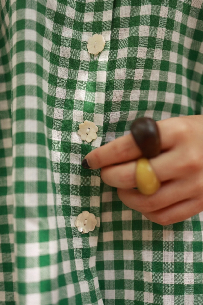 Crumb Catcher Shirt (Green Gingham)