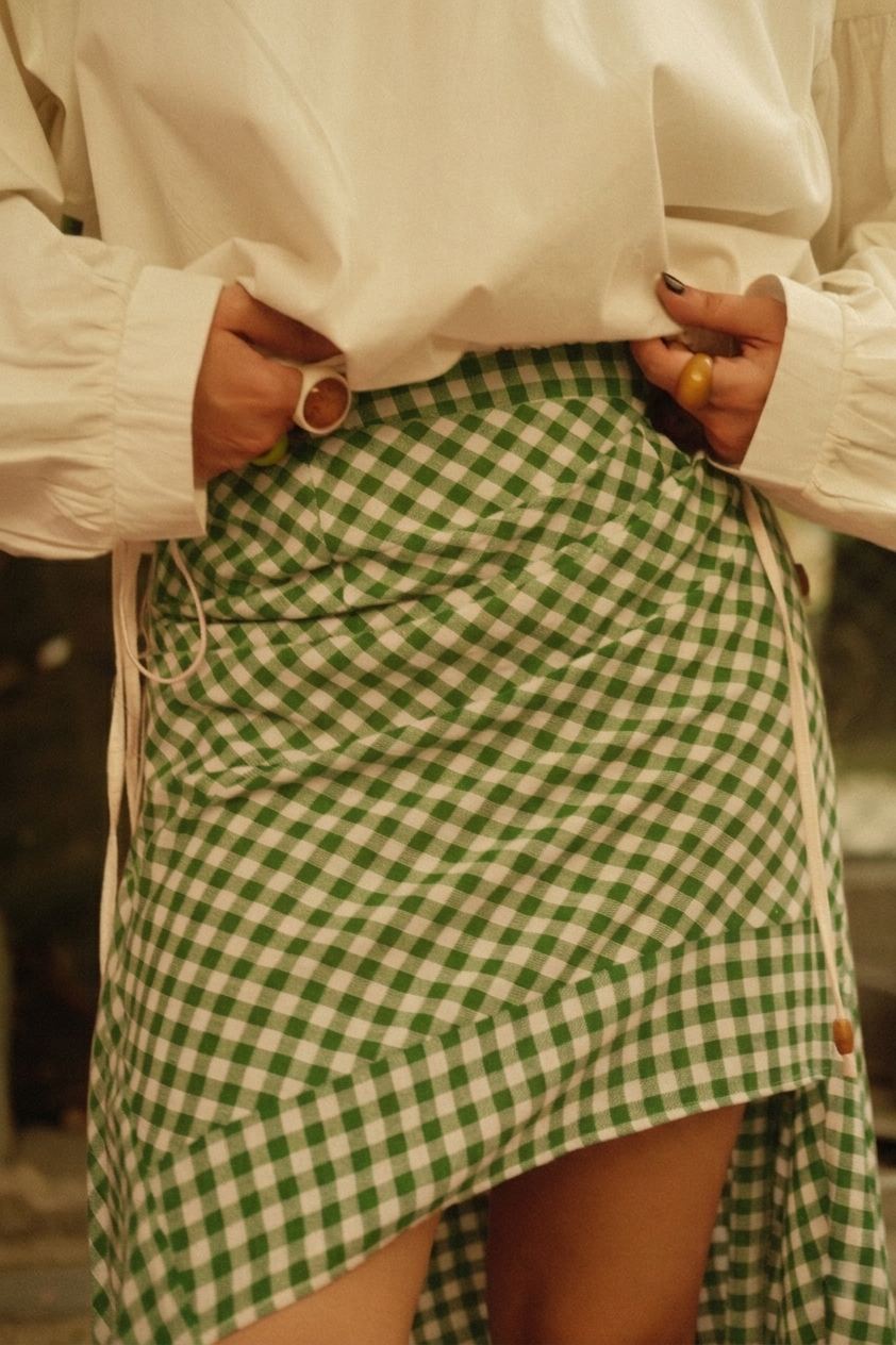 Half-Baked Skirt (Green Gingham)