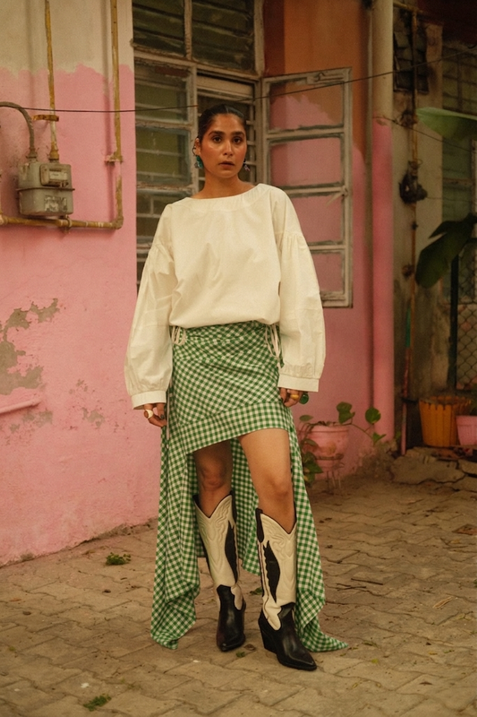 Half-Baked Skirt (Green Gingham)