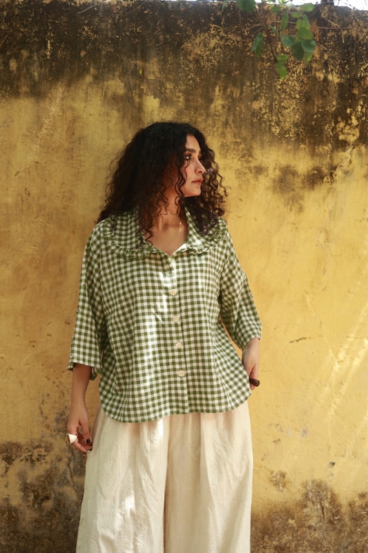 Crumb Catcher Shirt (Green Gingham)